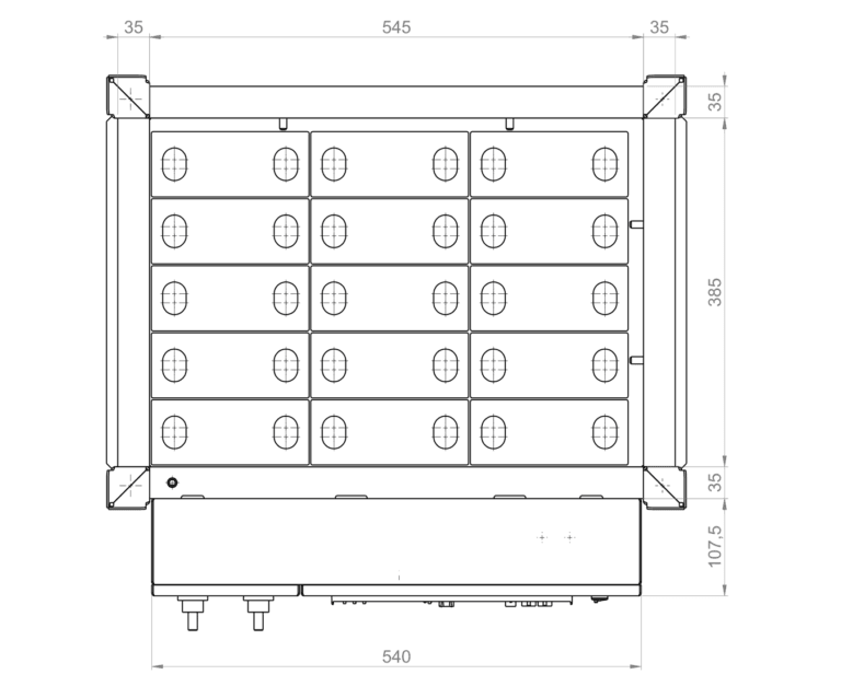 Baterie Energobox ze shora s rozměry