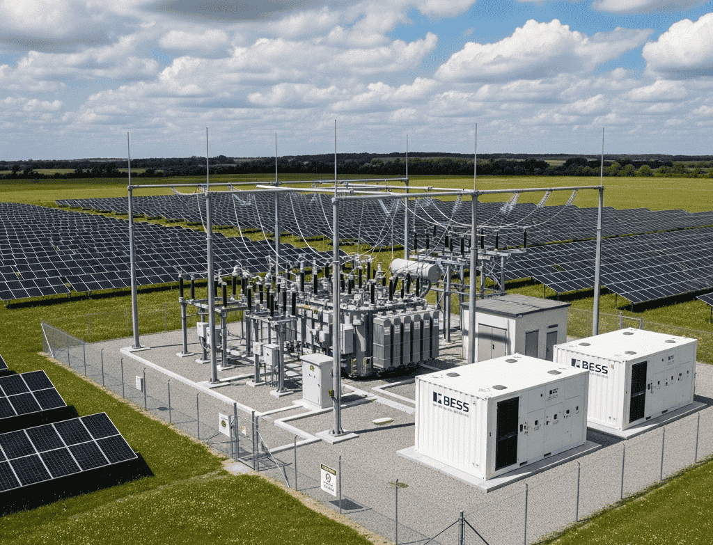 Služby výkonové rovnováhy u trafostanice a BESS bateriové úložiště
