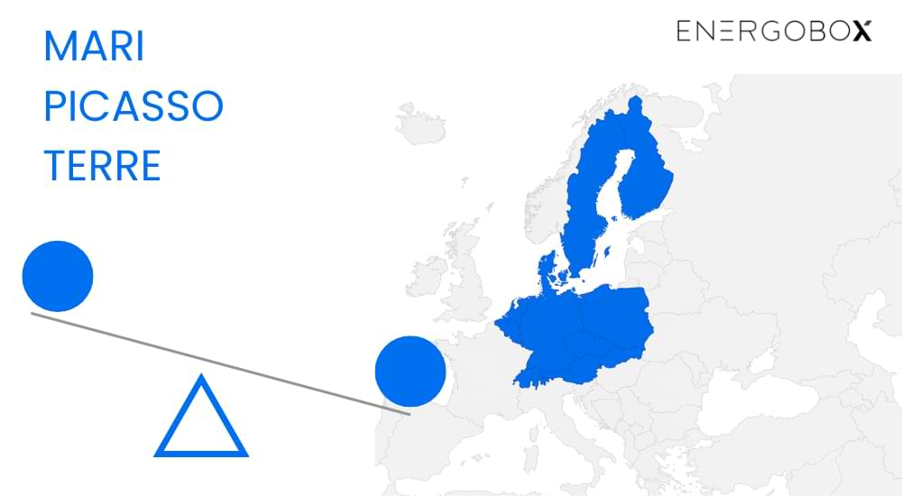 Obrázek mapy a MARI, PICASSO a TERRE