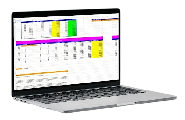 macbook excel vypocty na EV mockup